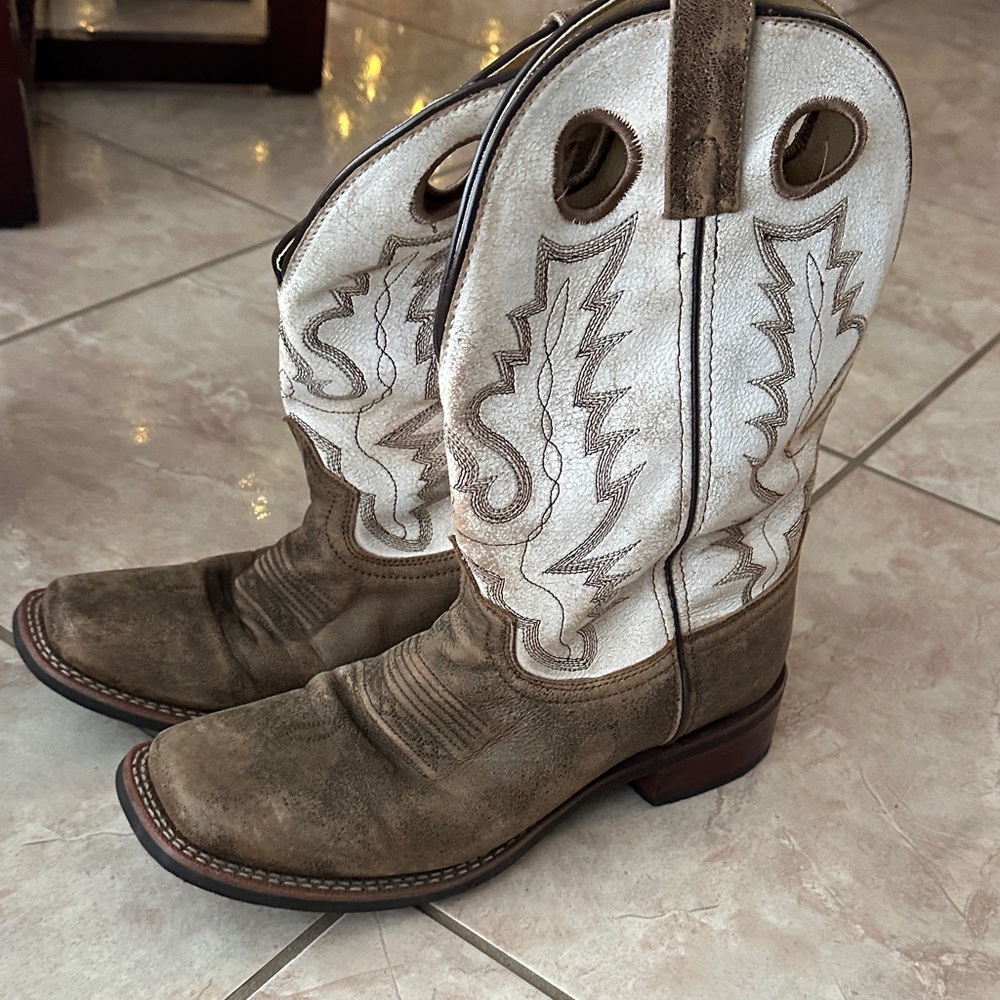 Brown and White Cowboy Western Boots